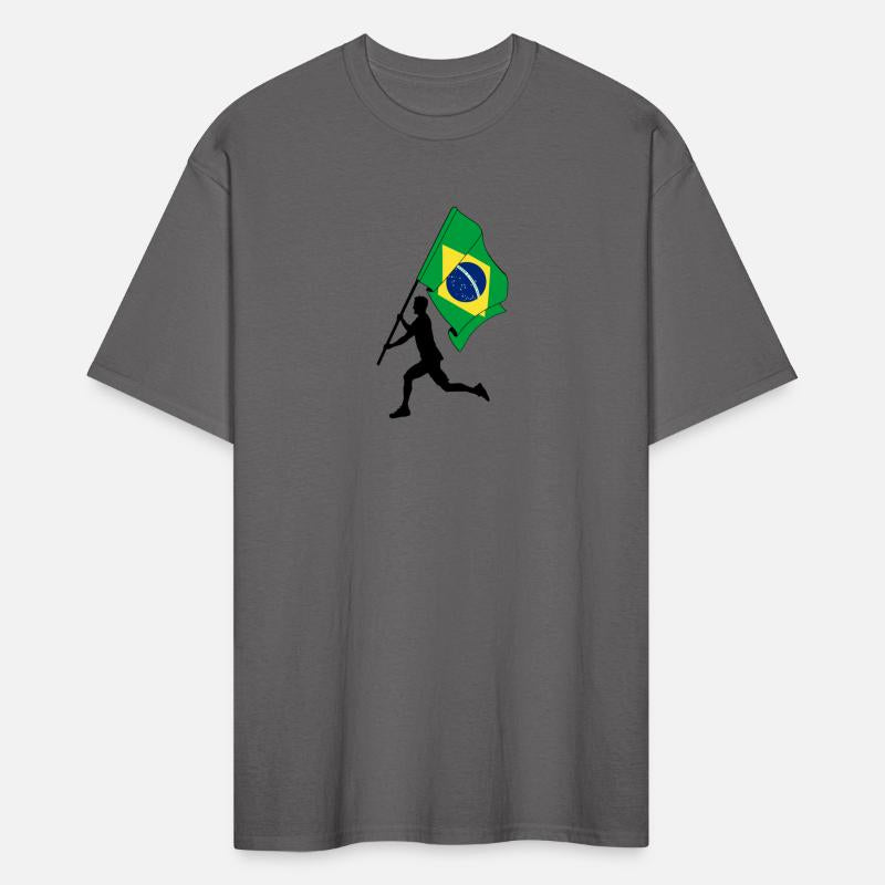 Brazil flag man running