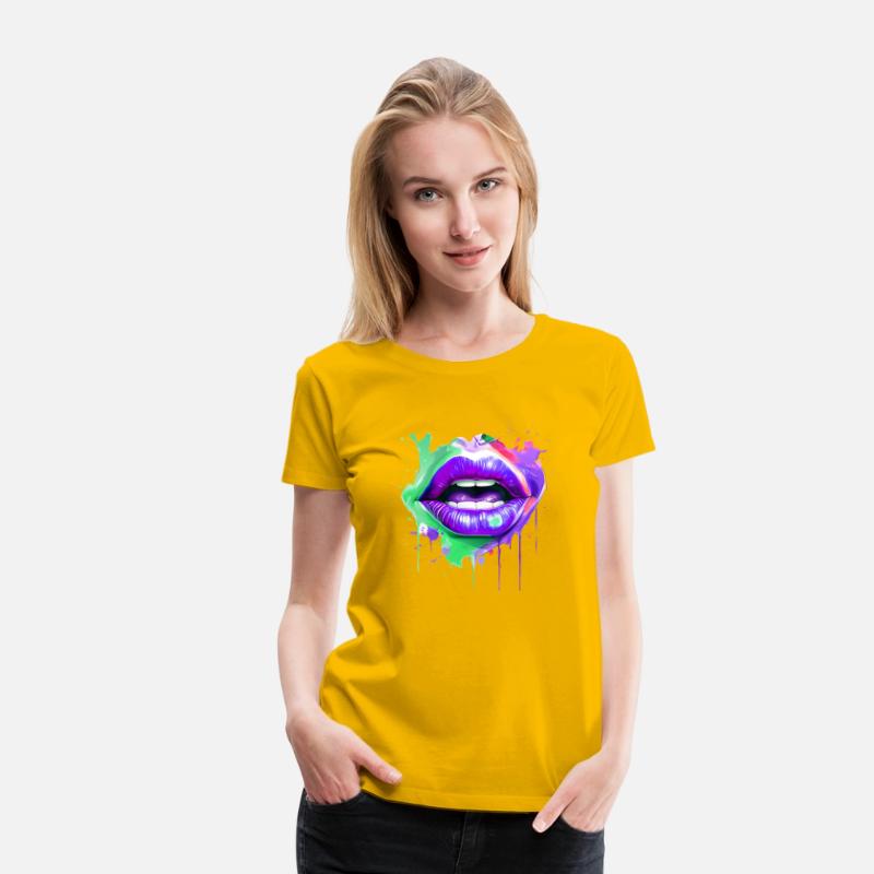 Colorful Lips Kissing Mouth Woman Face