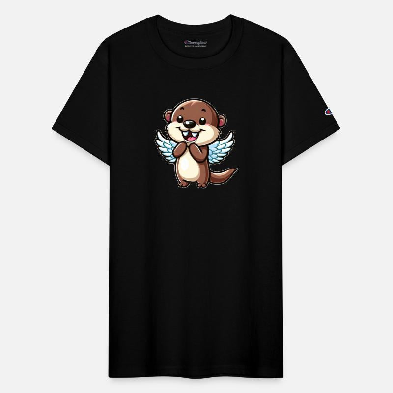 Cute Otter Water Rat Cartoon Angel with Wings
