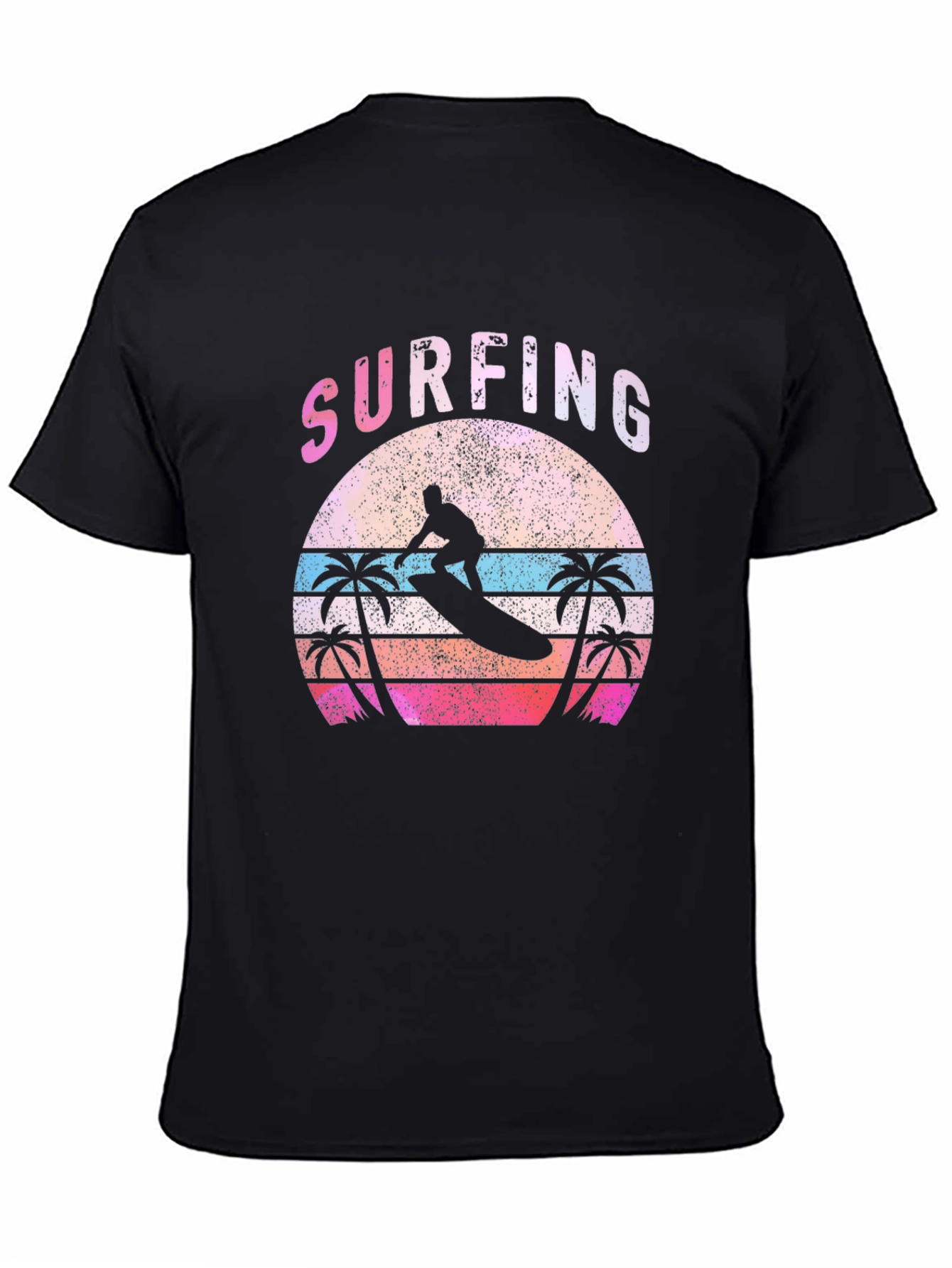Retro Surfing Palm Tree Graphic Tee