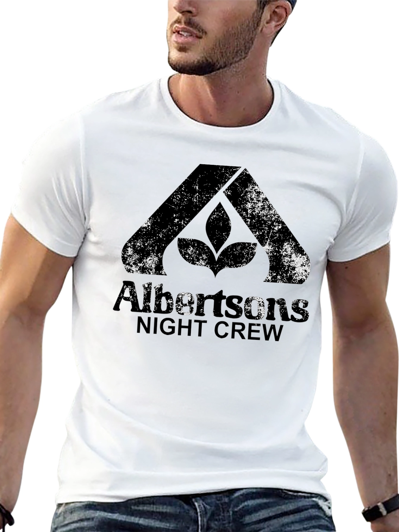 Albertsons Night Crew Black Graphic Tee