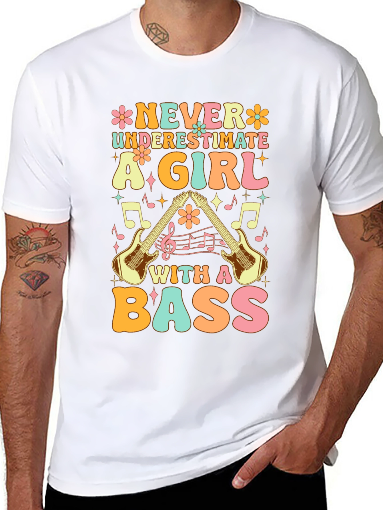 Never Underestimate a Girl with a Bass T-Shirt