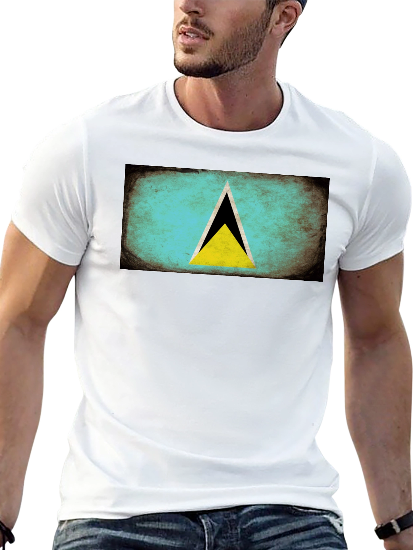 Saint Lucia Flag T-Shirt - Distressed Design