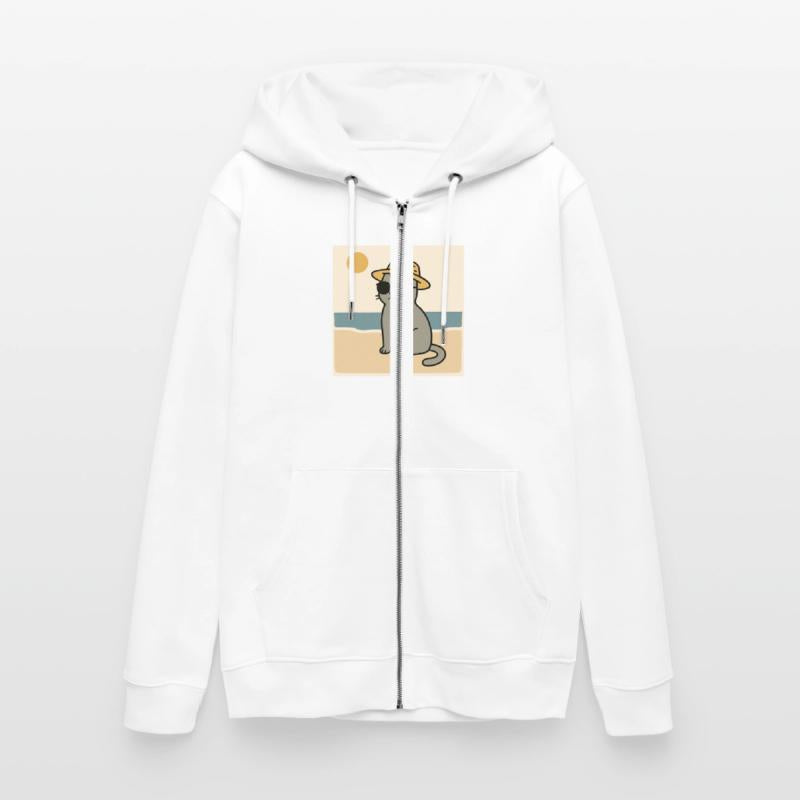 gray cat on the beach design