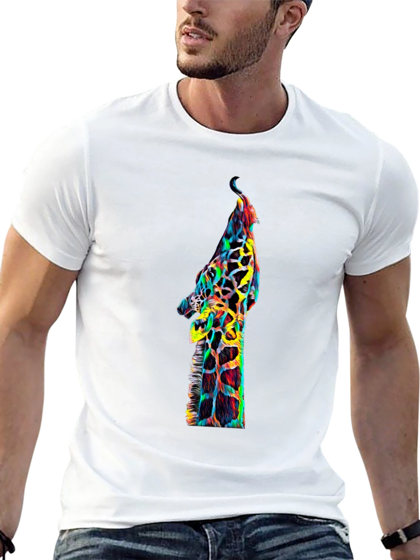 Cool Giraffe Graphic Print Black T-Shirt
