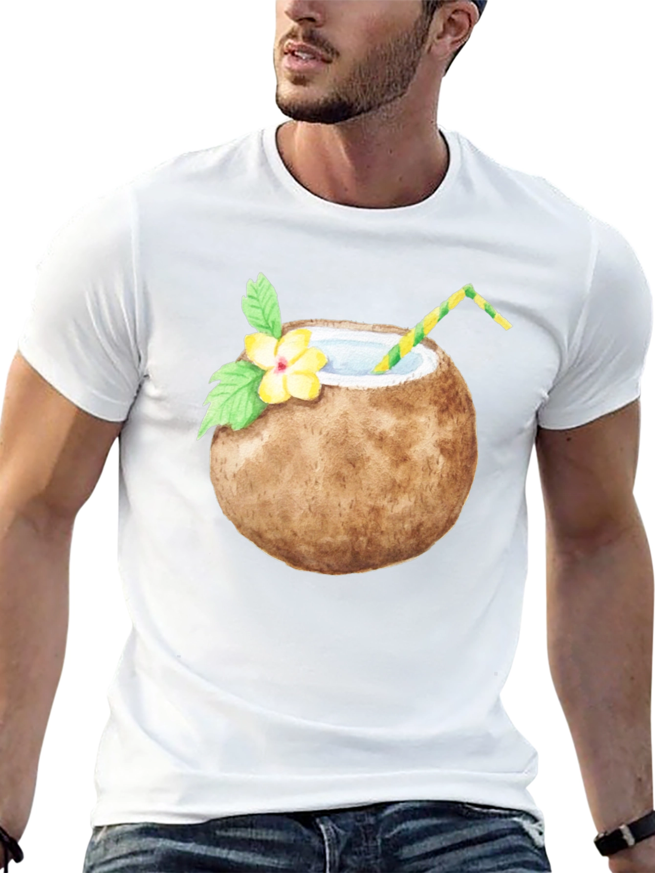 Coconut Drink Graphic Tee - Tropical T-Shirt