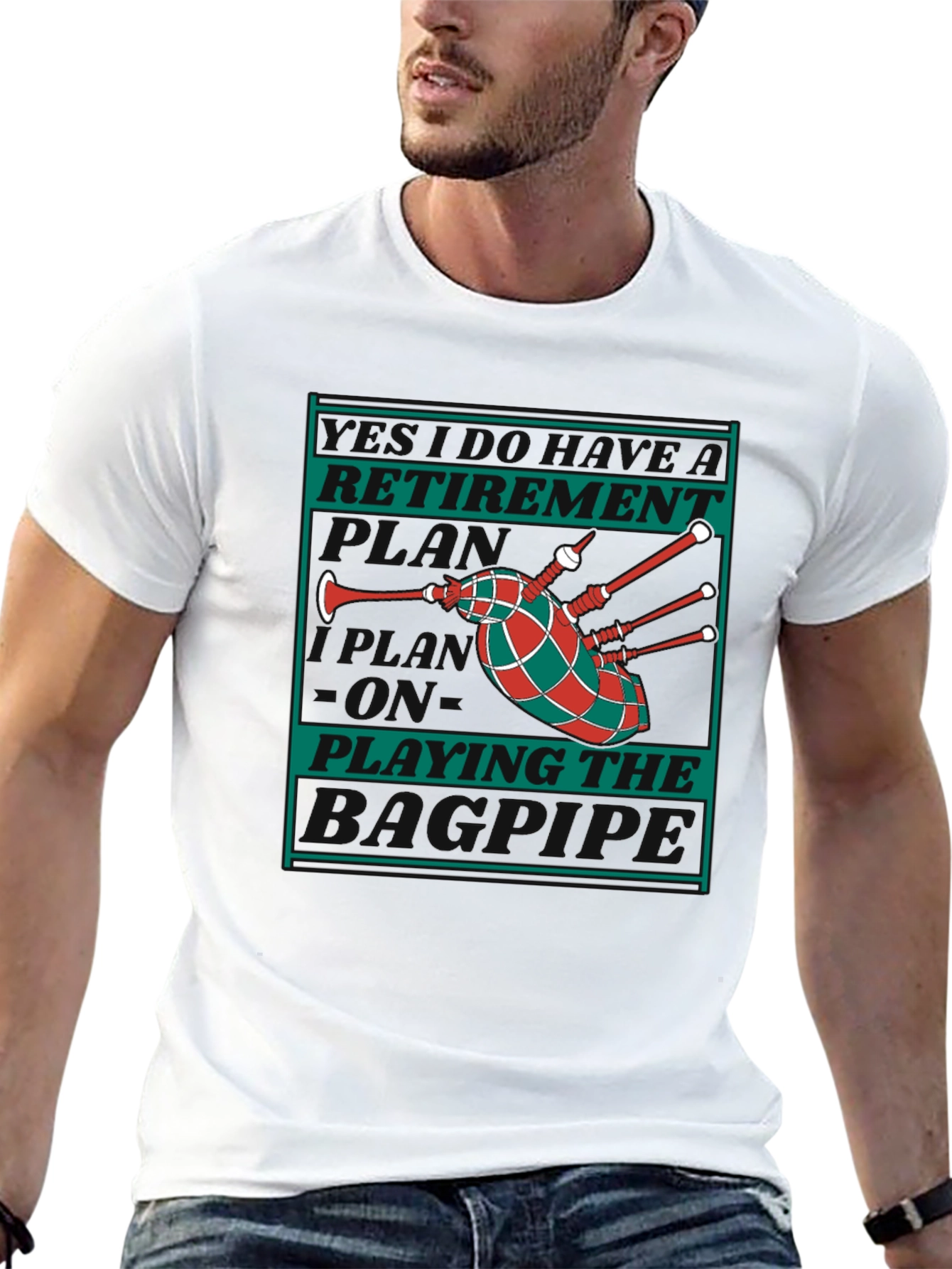 Retirement Playing the Bagpipes Graphic T-Shirt