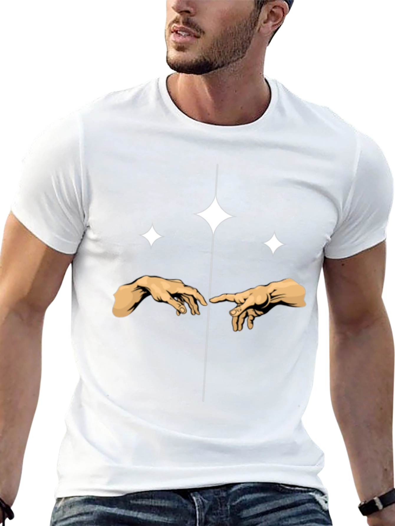 Creation Hands Sparkle T-Shirt - Modern Art Tee