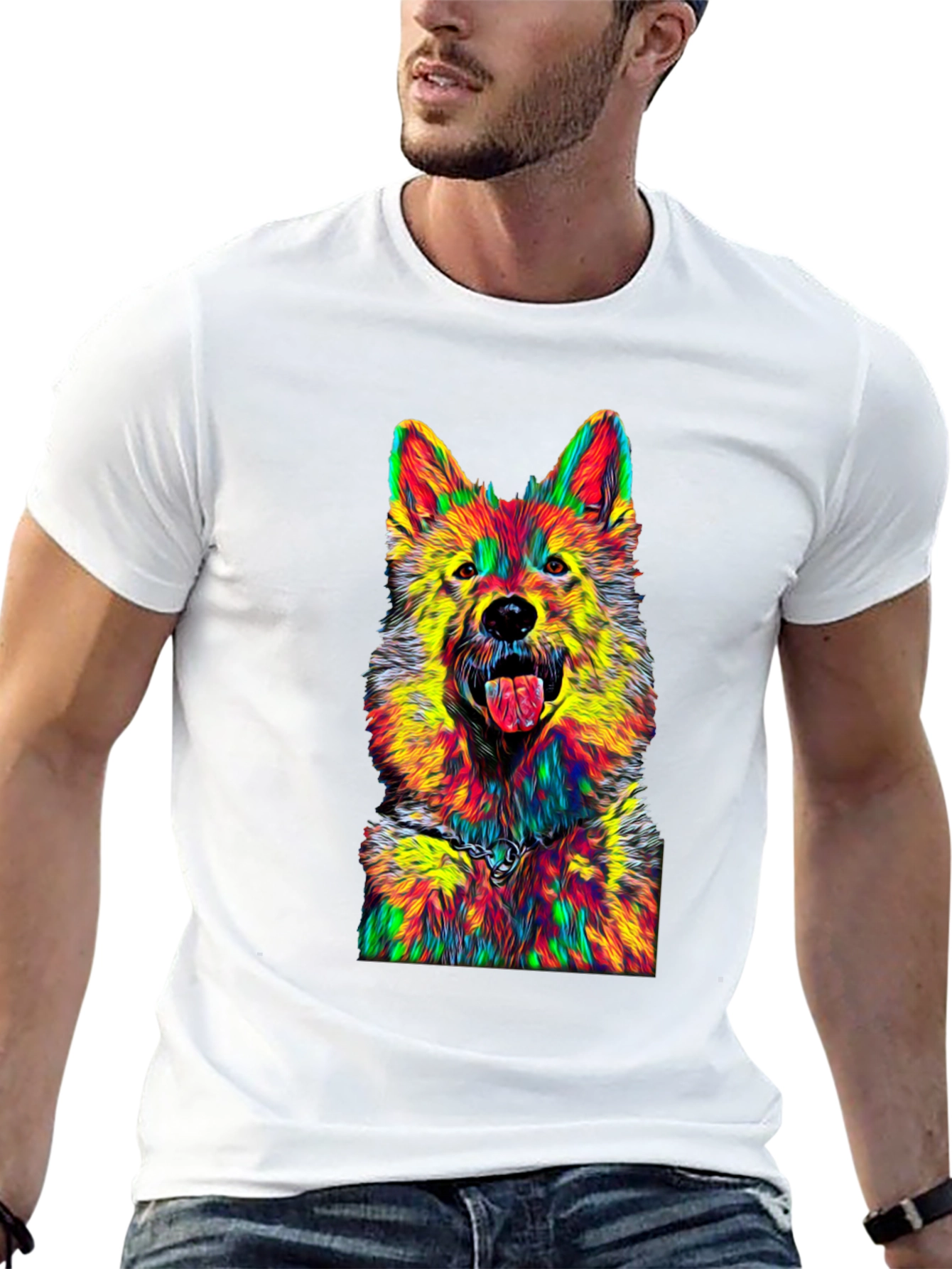 Rainbow Dog Graphic Tee - Unisex Black T-Shirt