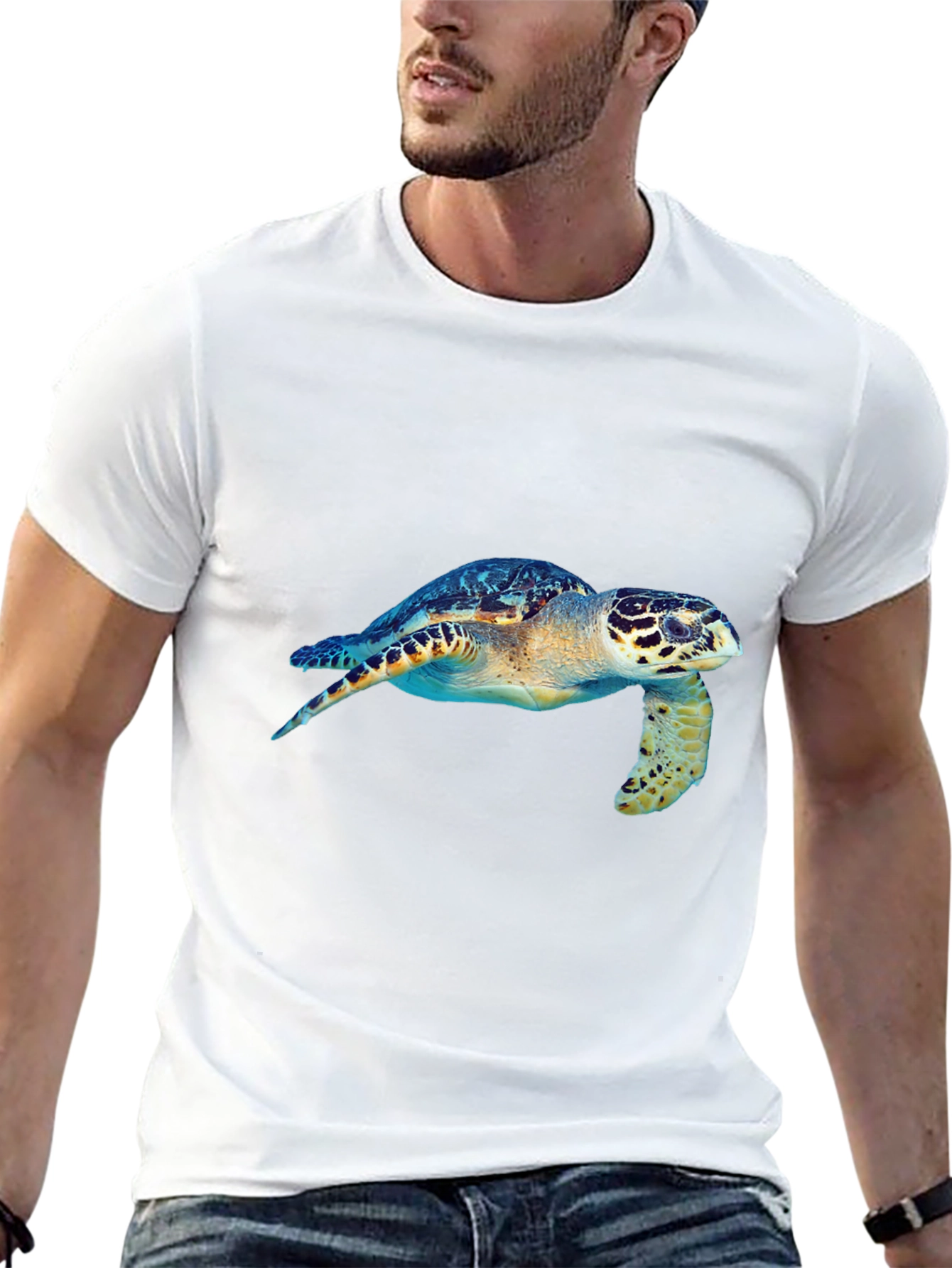 Sea Turtle Graphic Tee - Black Cotton Blend