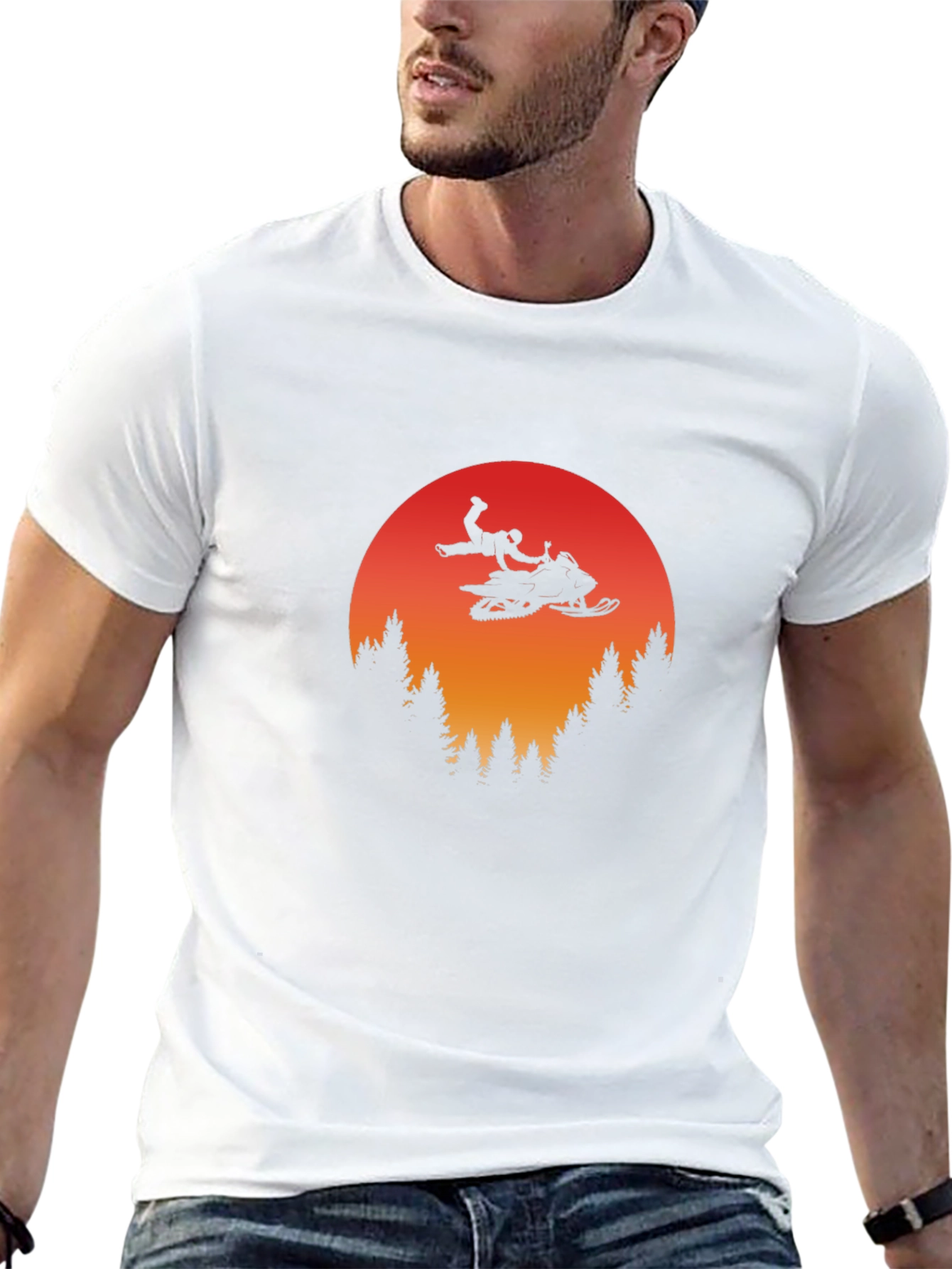 Snowmobile Sunset Graphic Tee