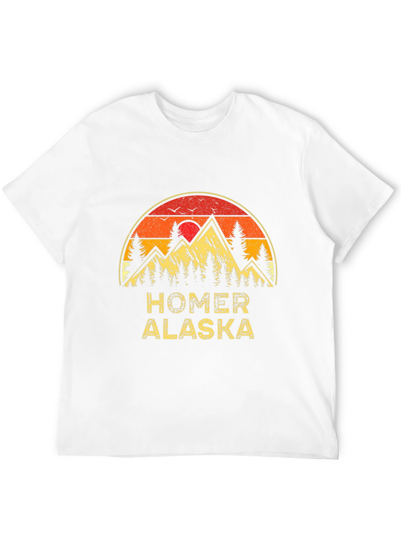 Homer Alaska Retro Sunset Graphic T-Shirt