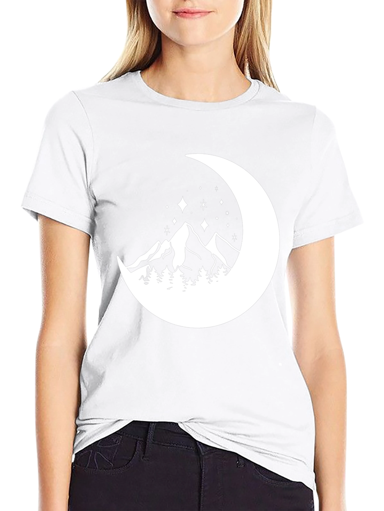 Mountain Moon Graphic Tee - Black Cotton Comfort