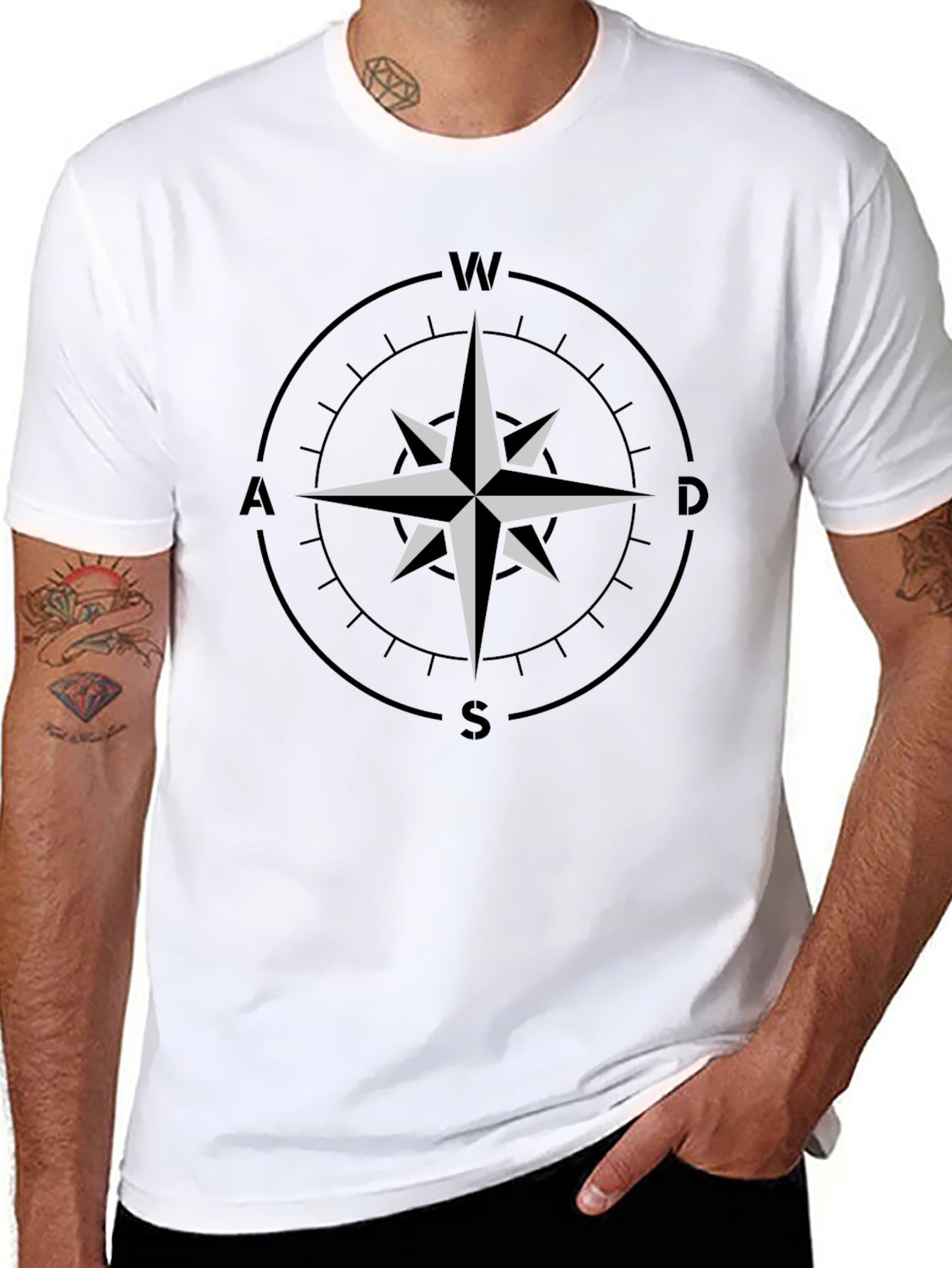 Compass Rose Graphic T-Shirt - Black