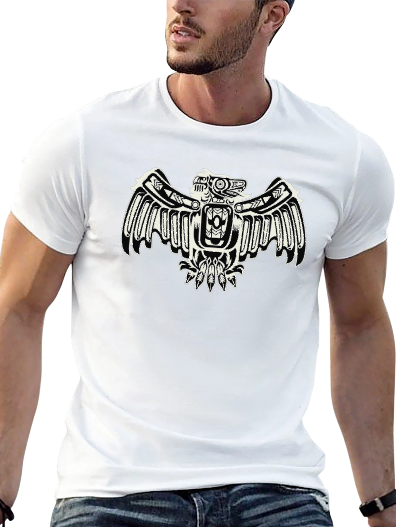 Tribal Eagle Graphic Black T-Shirt