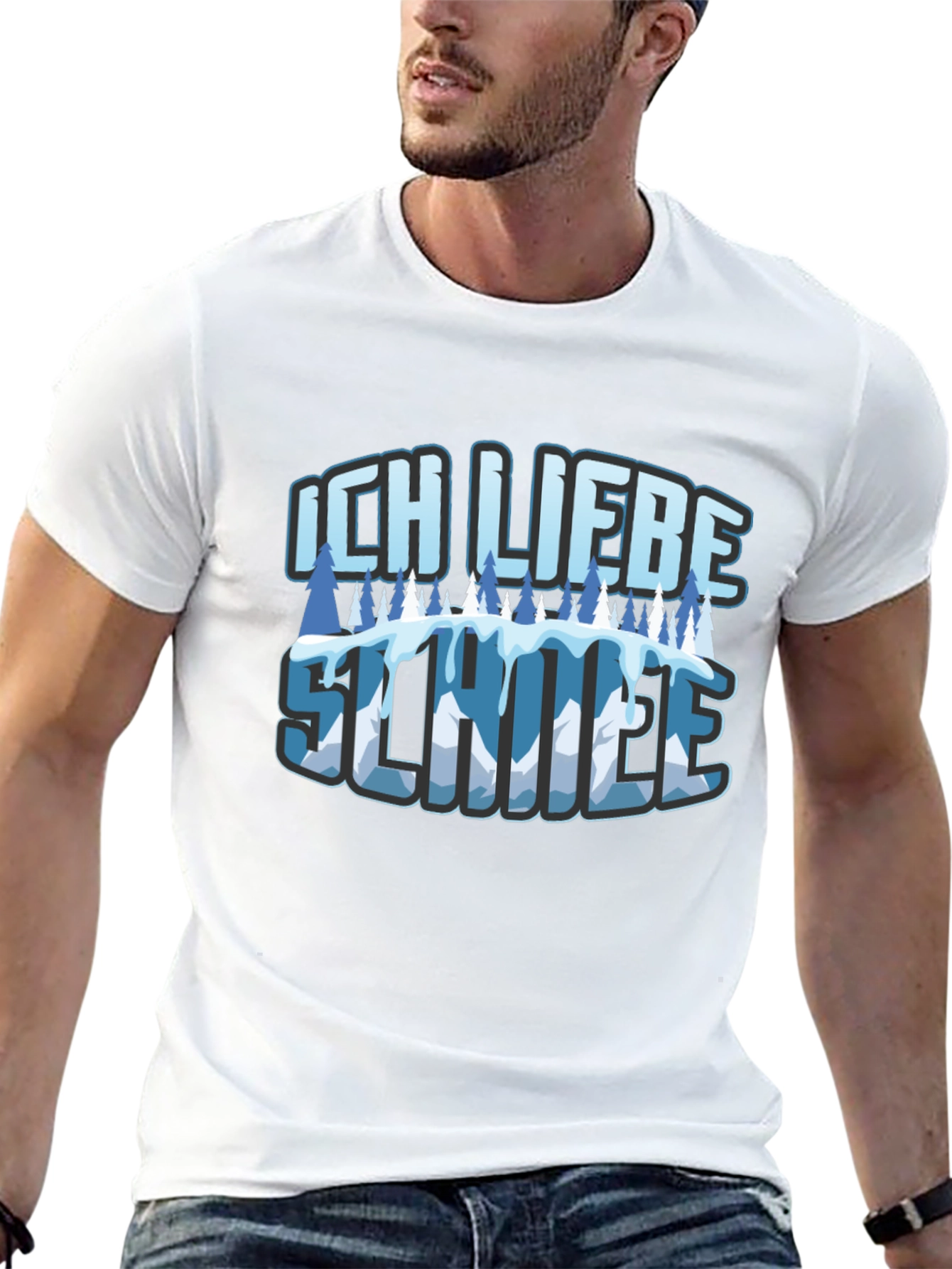 Ich Liebe Schnee Graphic T-Shirt - Black