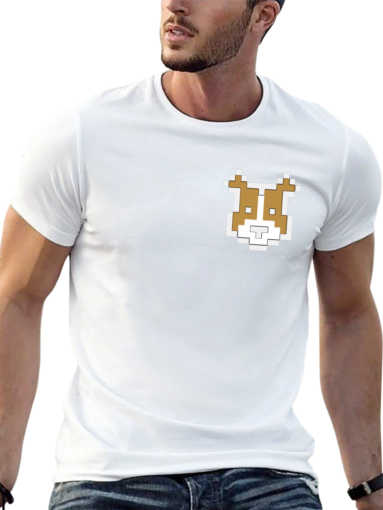 Pixel Dog Graphic Tee - Black Cotton Shirt