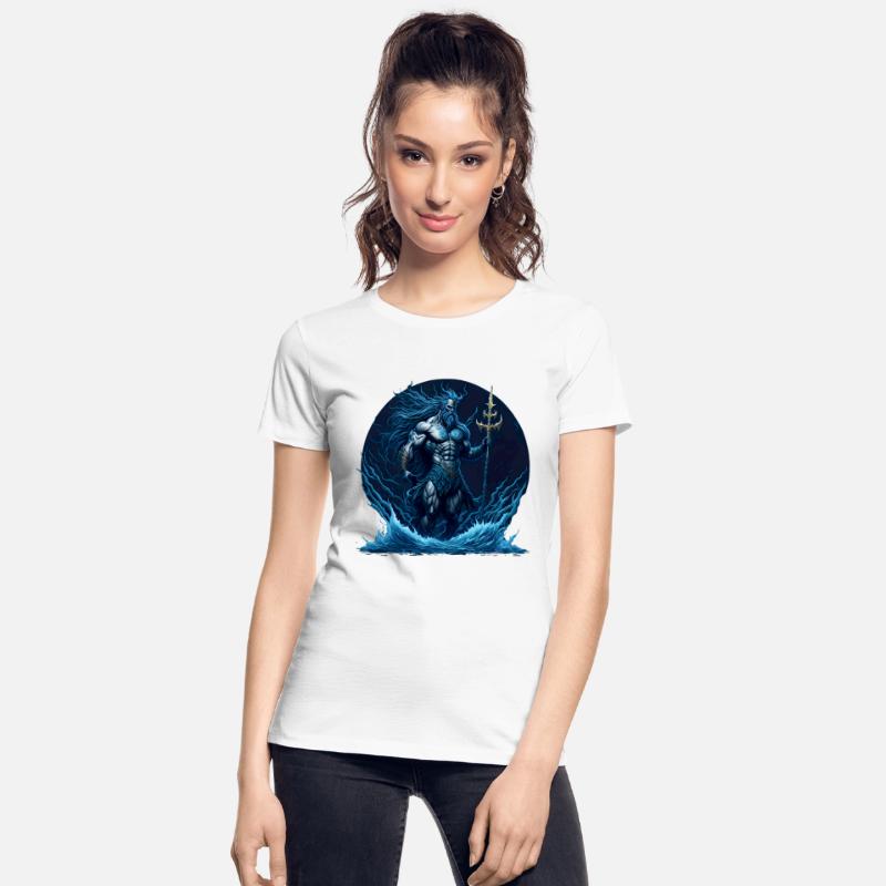 Poseidon Holding Trident with Waves