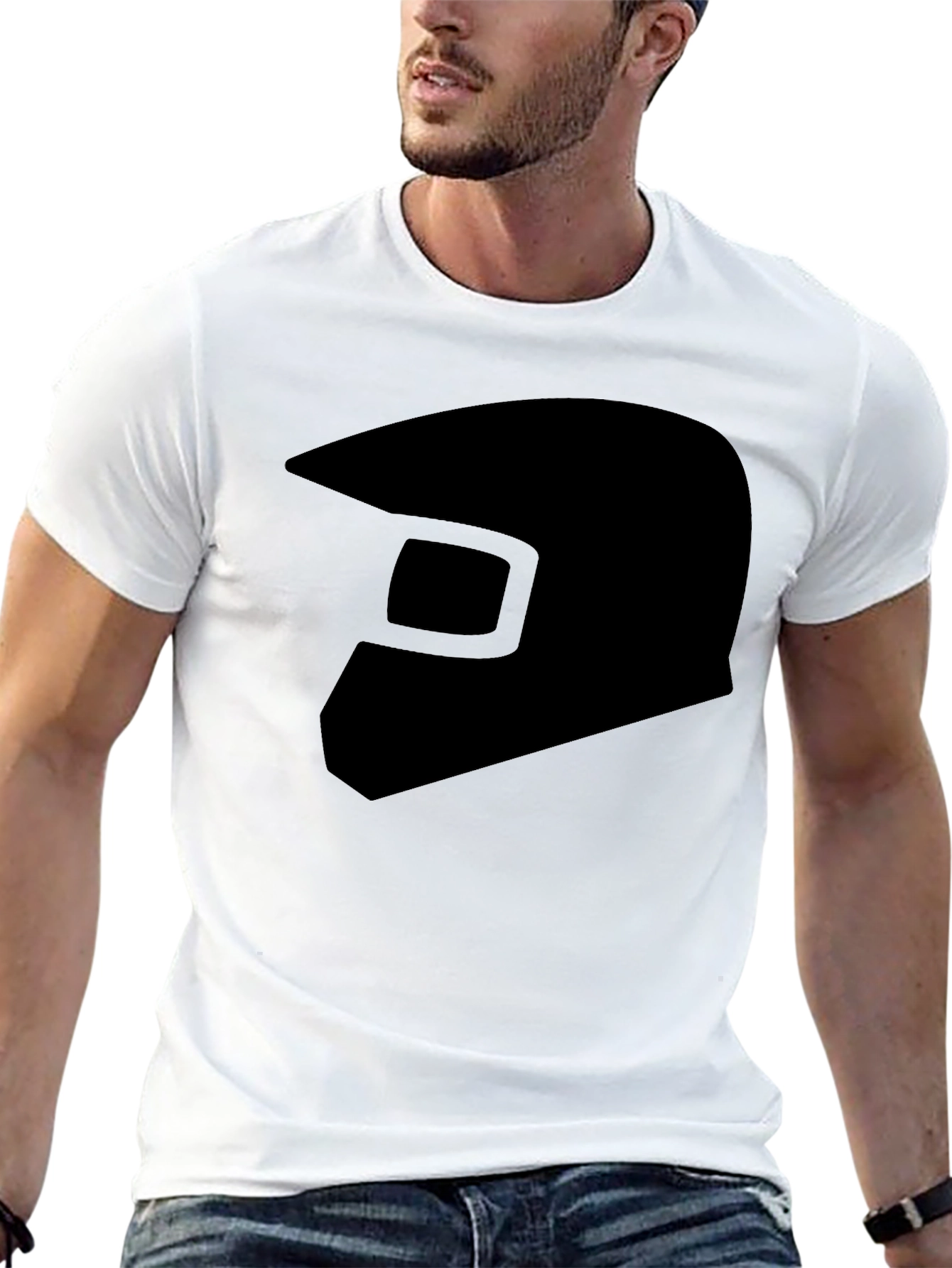 Black Helmet Graphic Tee - Casual Style