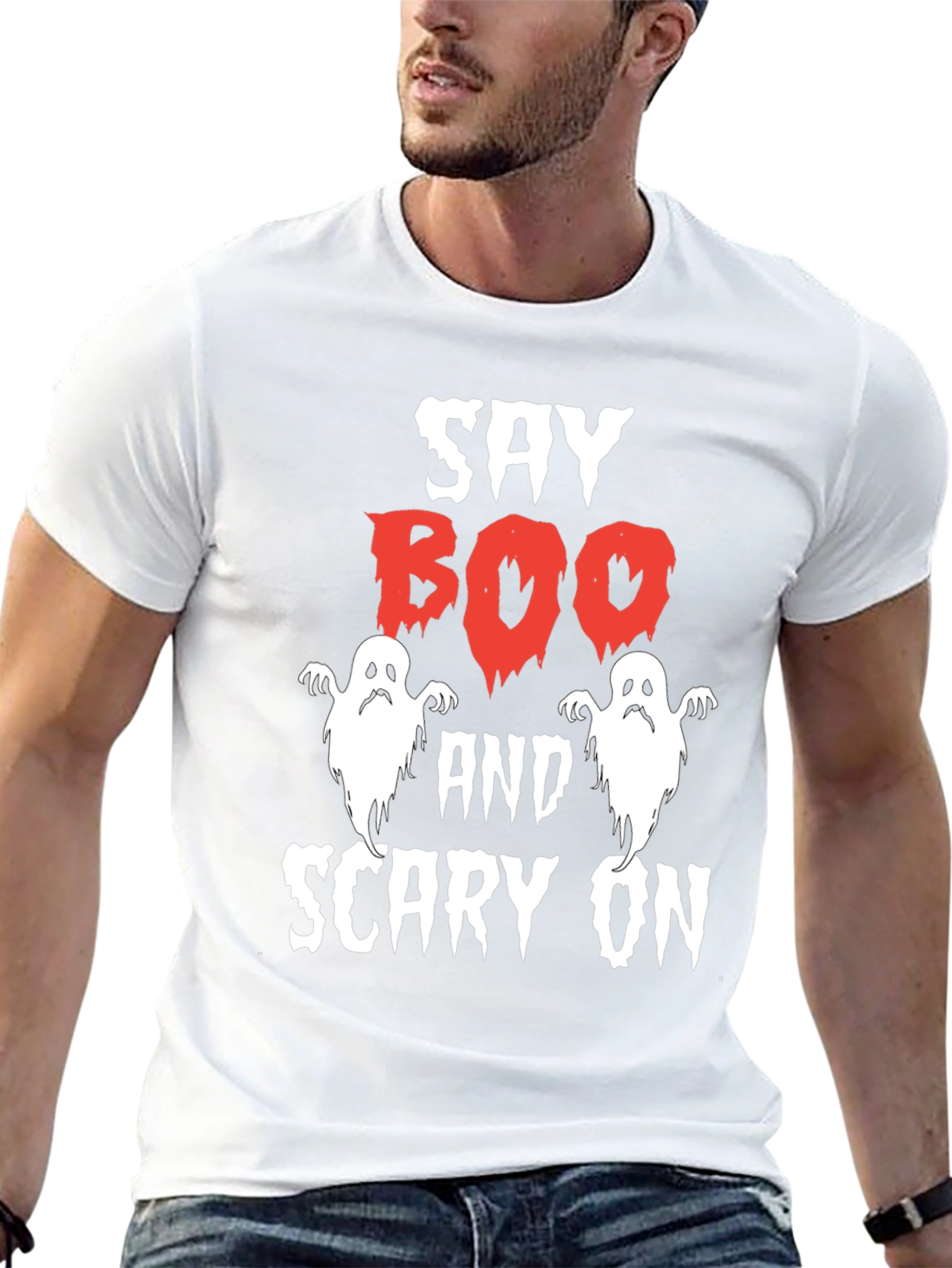 Say Boo and Scary On Halloween T-Shirt