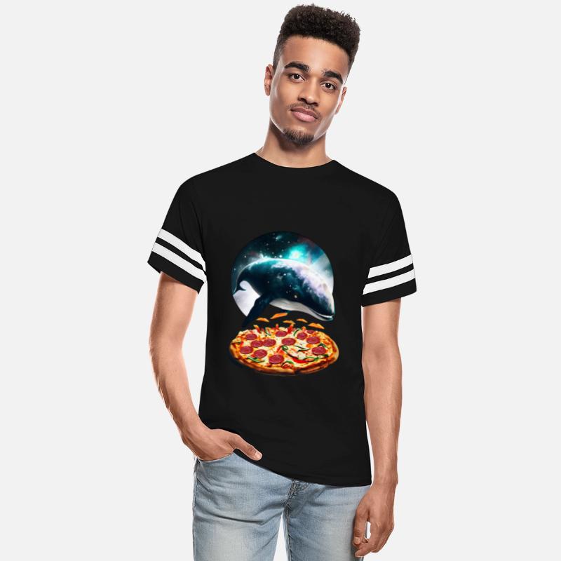 Space whale surrounded by pizzas