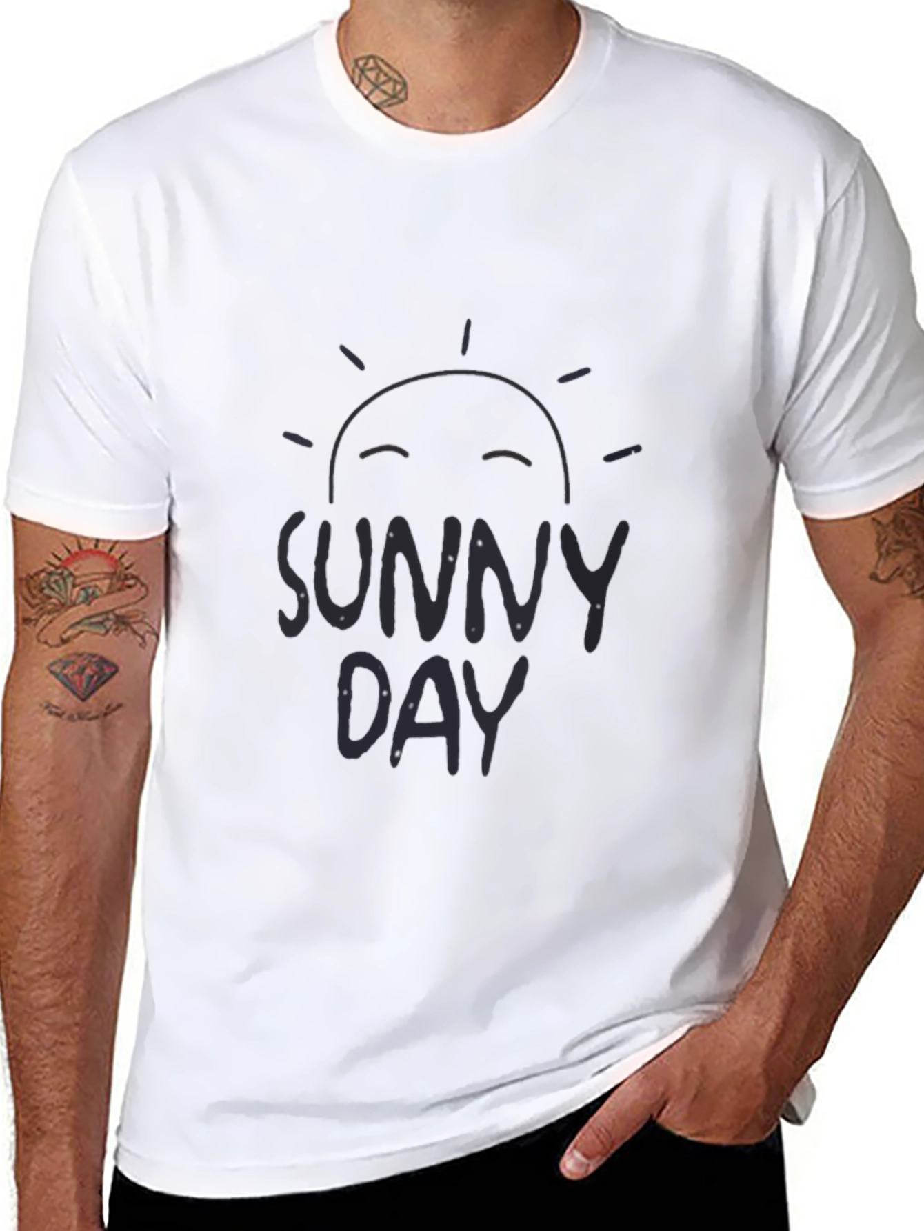 Sunny Day Graphic Tee - Black Cotton Comfort