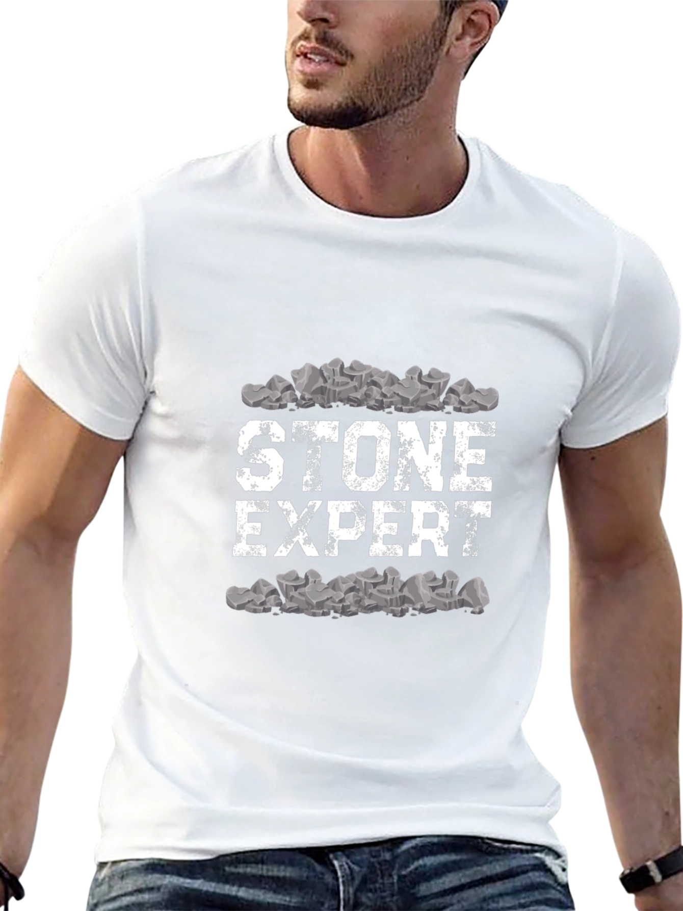 Stone Expert Graphic Tee - Black Cotton Comfort