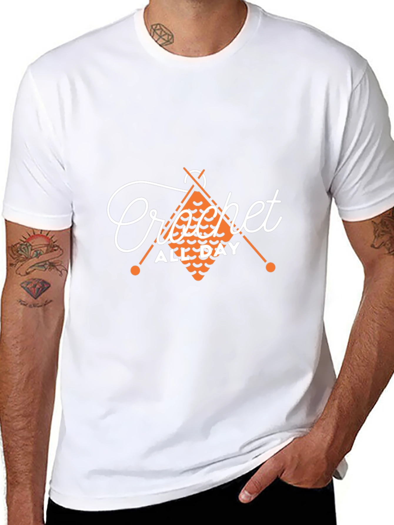 Crochet All Day Graphic Tee - Black Cotton T-Shirt