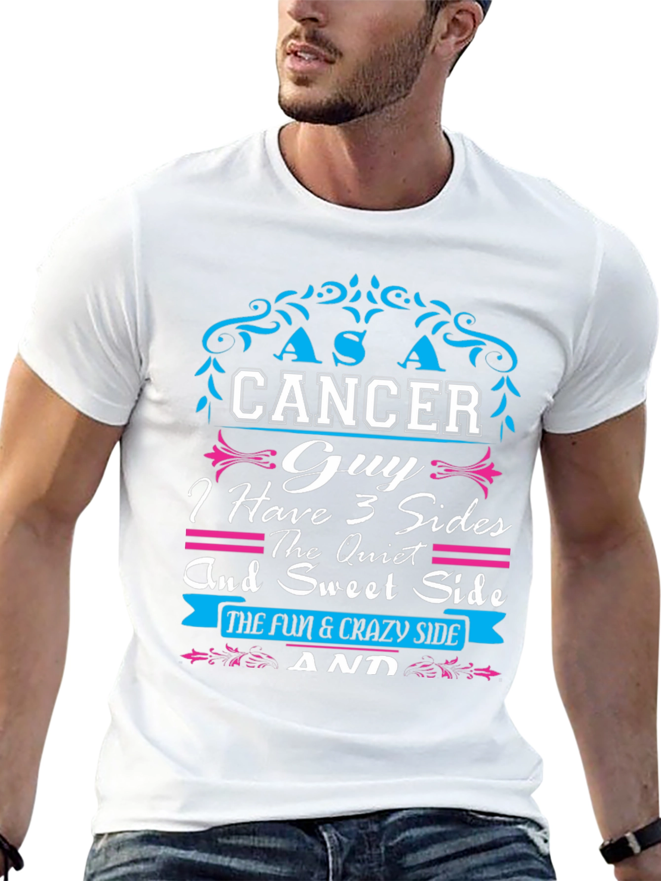 Cancer Guy 3 Sides T-Shirt - Zodiac Gift