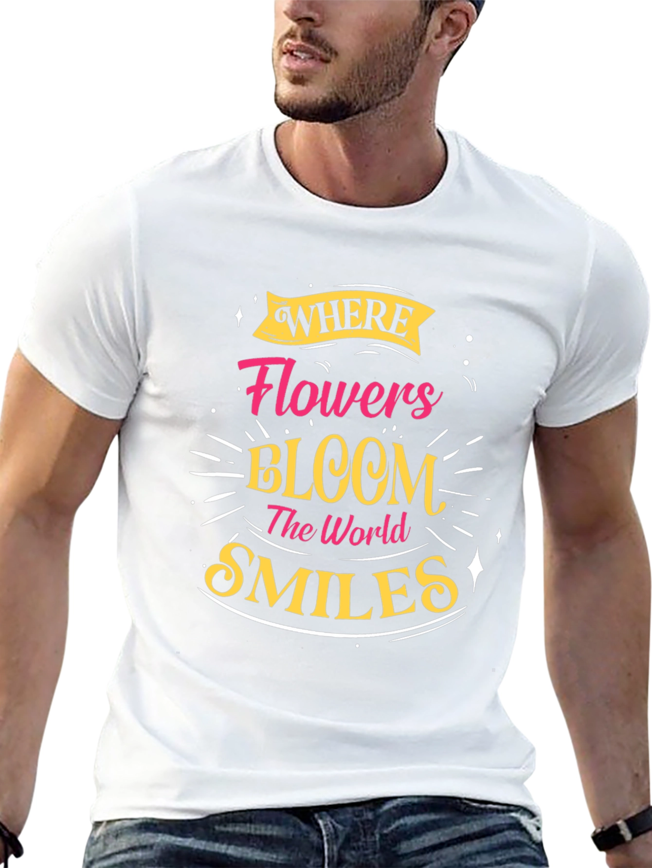 Floral Bloom Smiles Black Graphic Tee