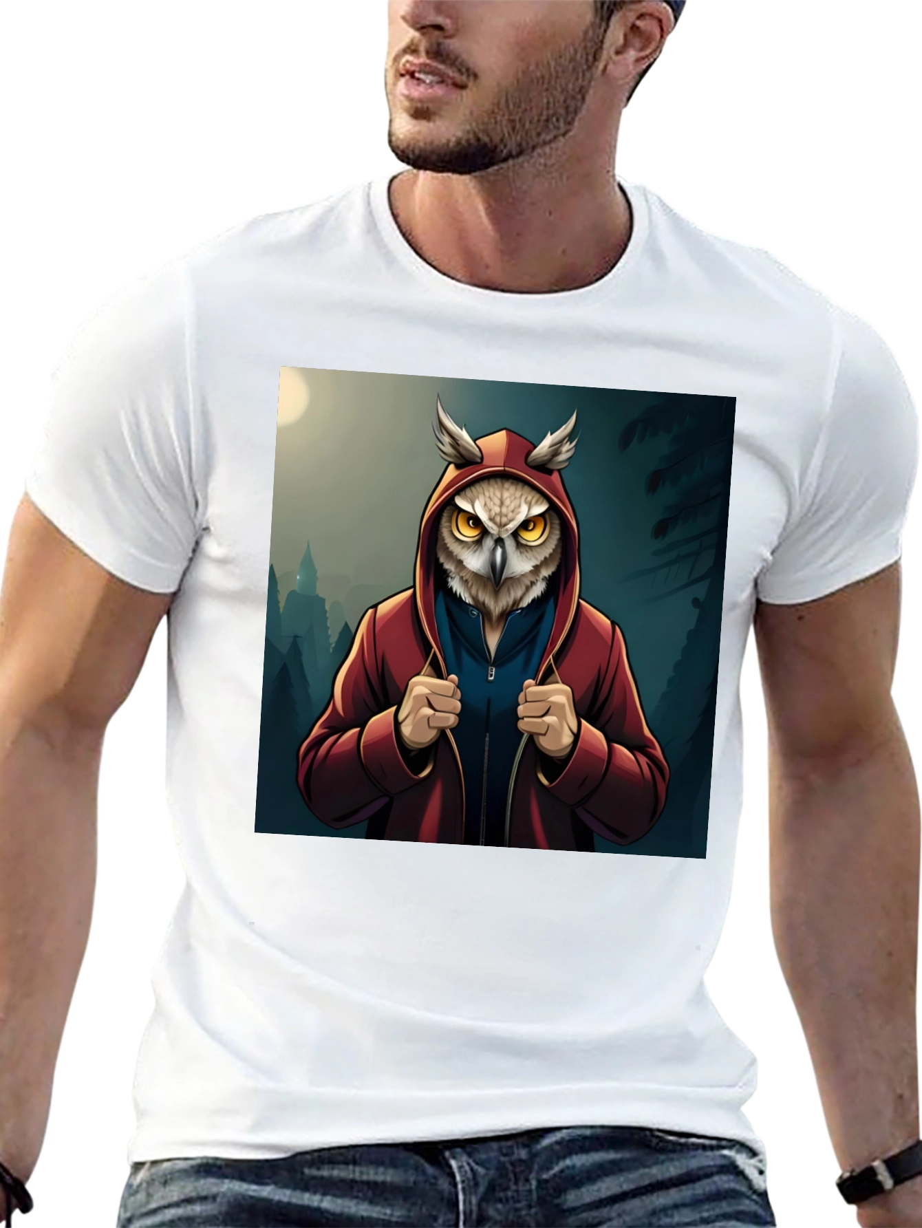 Owl Hoodie Graphic T-Shirt