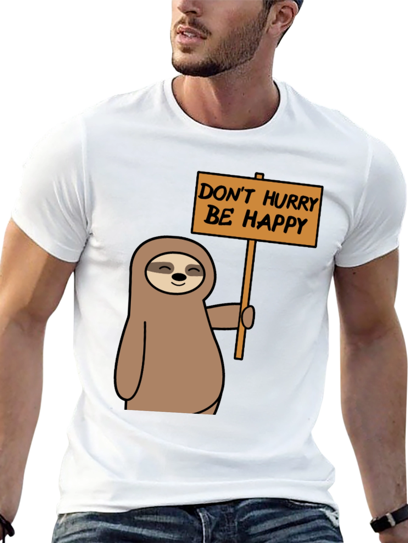 Dont Hurry Be Happy Sloth Graphic T-Shirt