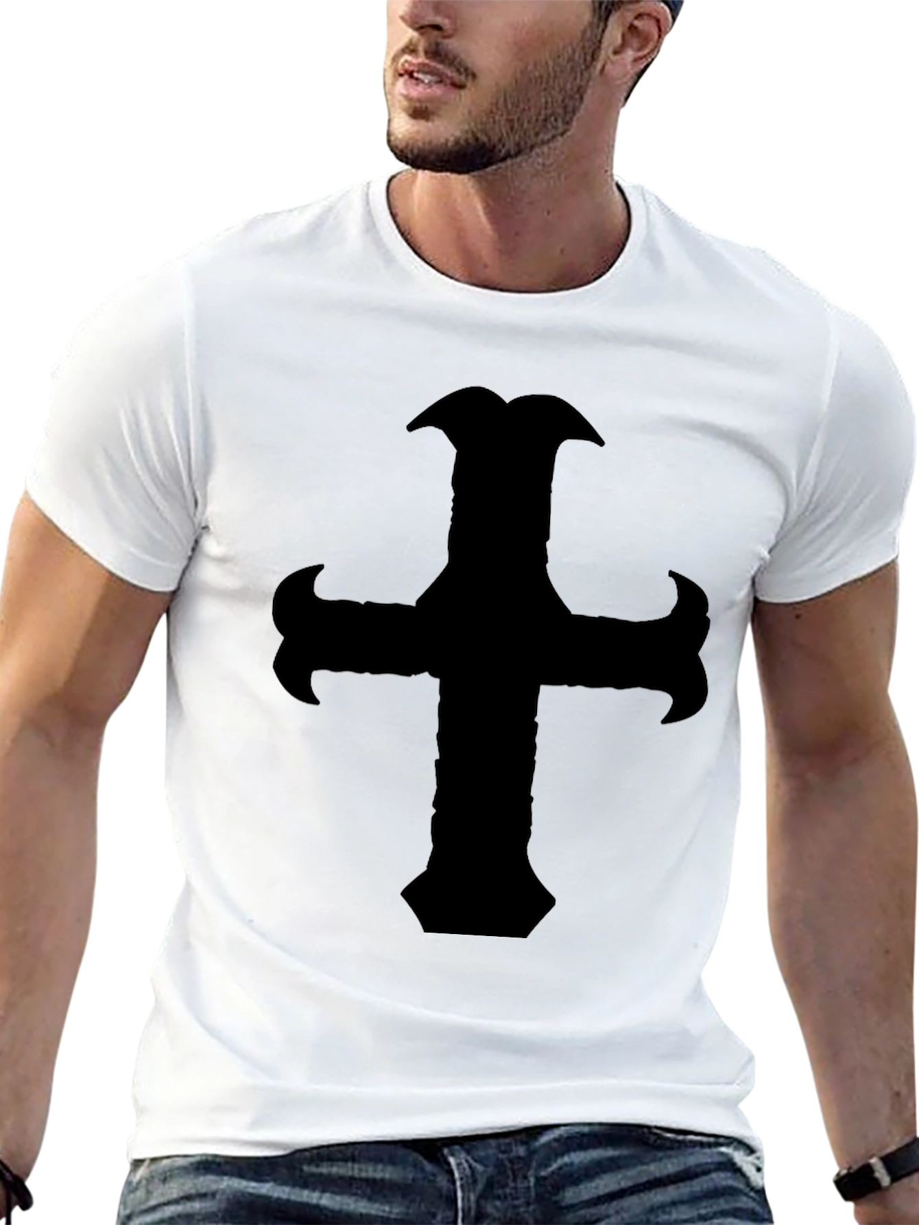 Mens Black Cross Graphic Tee - Stylish Casual Wear