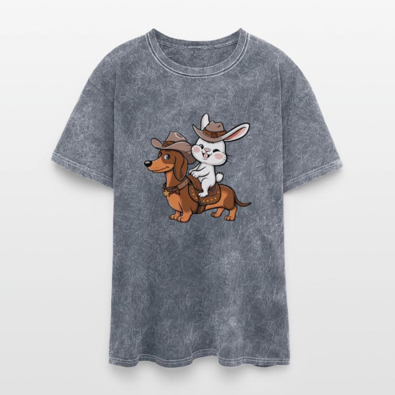 White Rabbit Cowboy Bunny Riding Dachshund