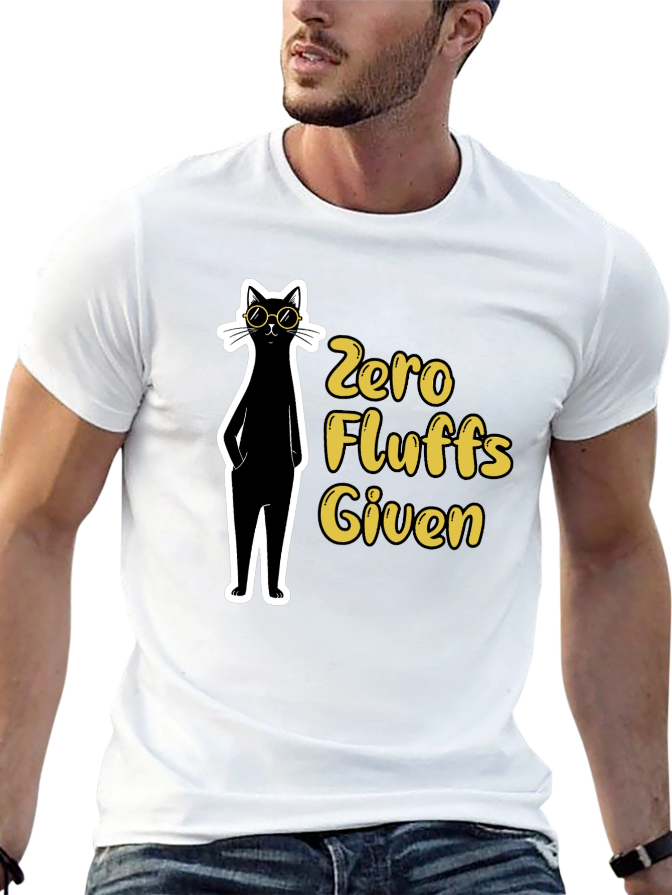 Zero Fluffs Given Black Cat T-Shirt