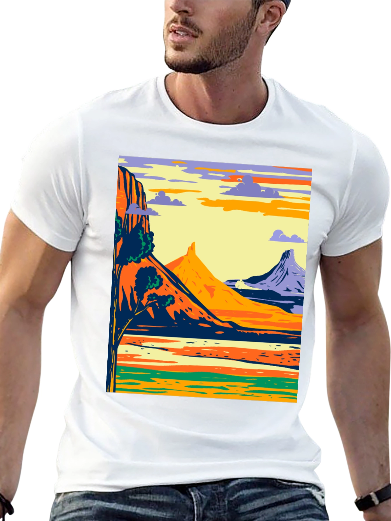 Scenic Mountain Landscape Graphic Tee