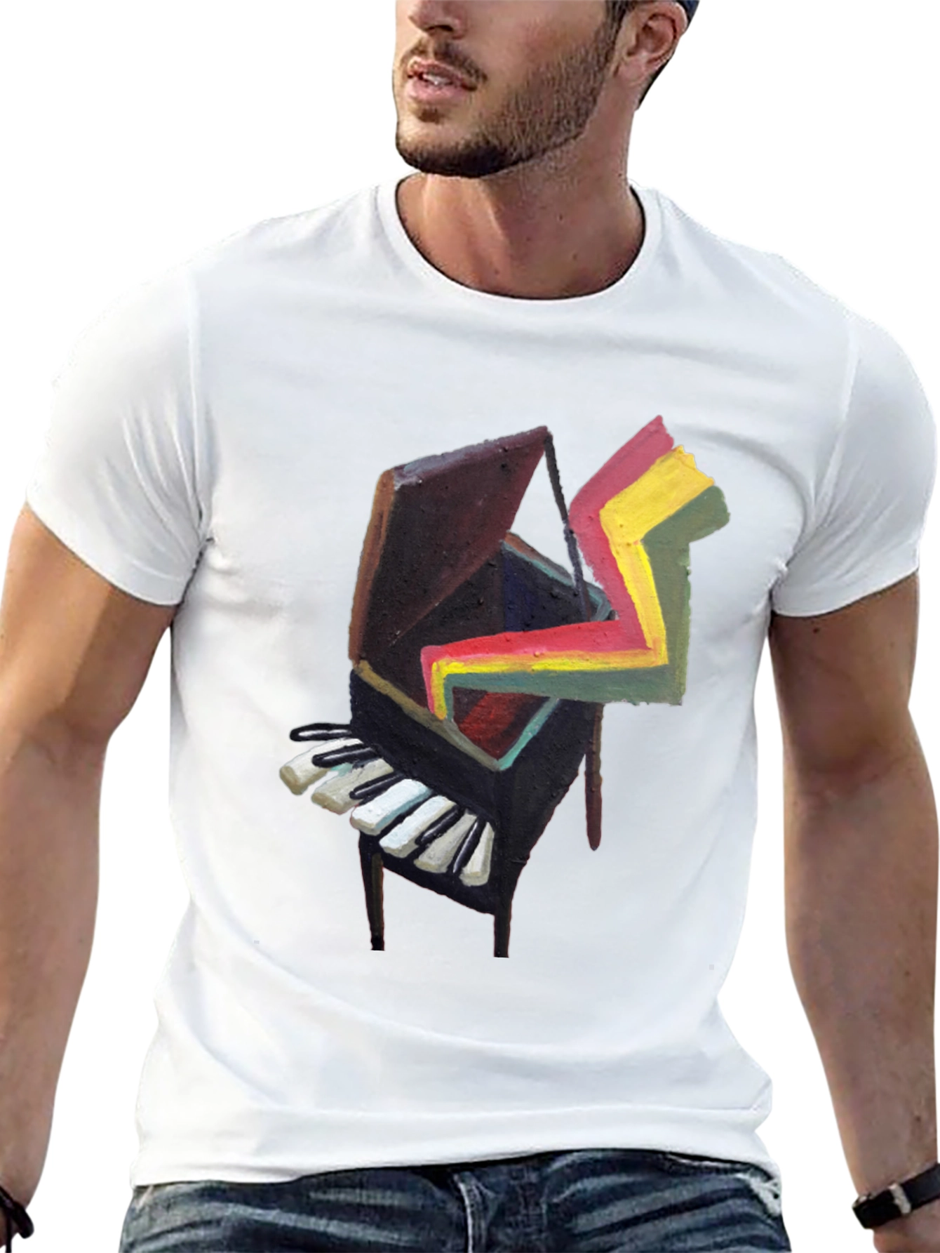 Abstract Piano Graphic Tee - Cool Art Shirt