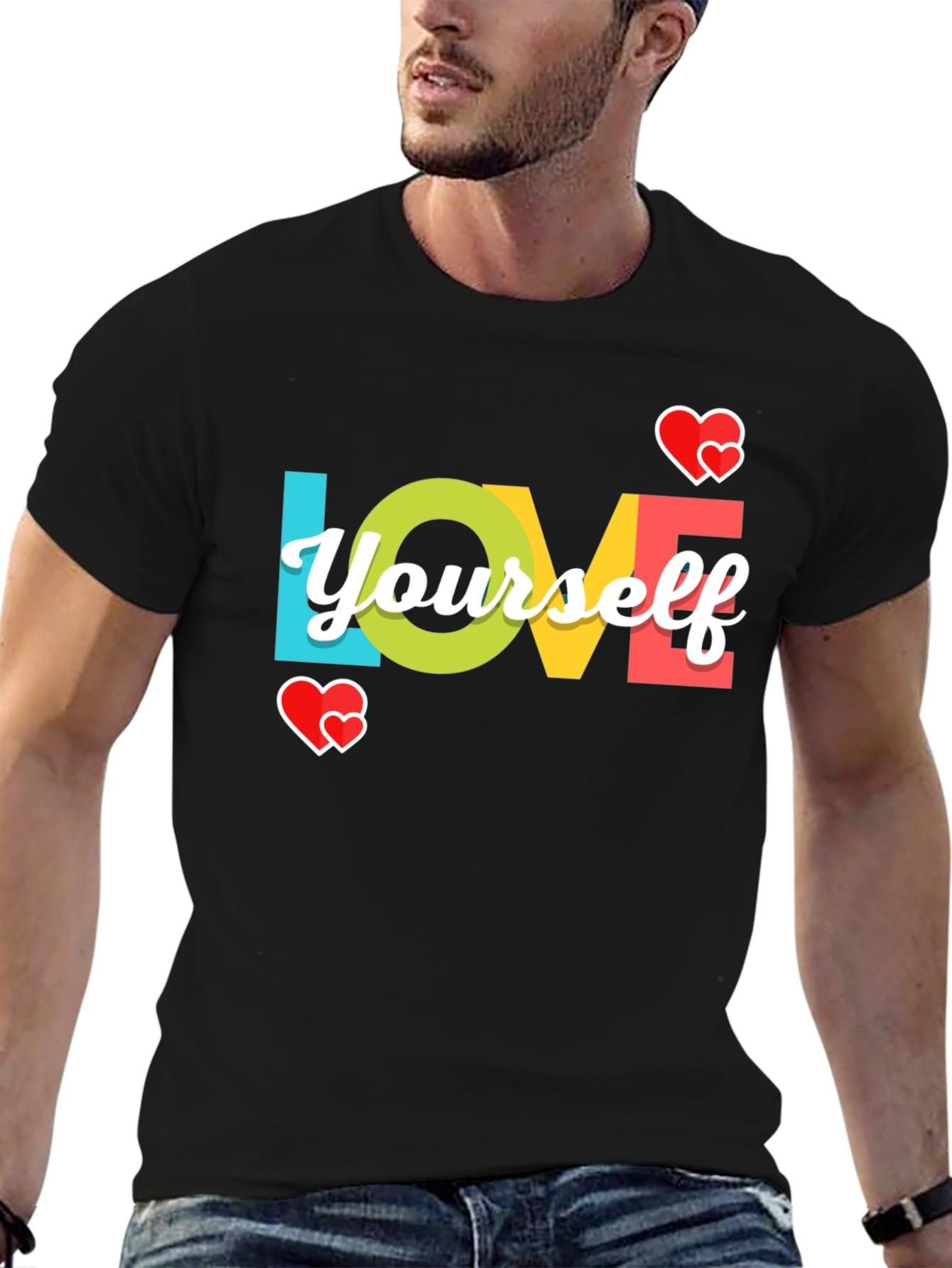 Love Yourself Graphic Tee - Black Cotton Comfort