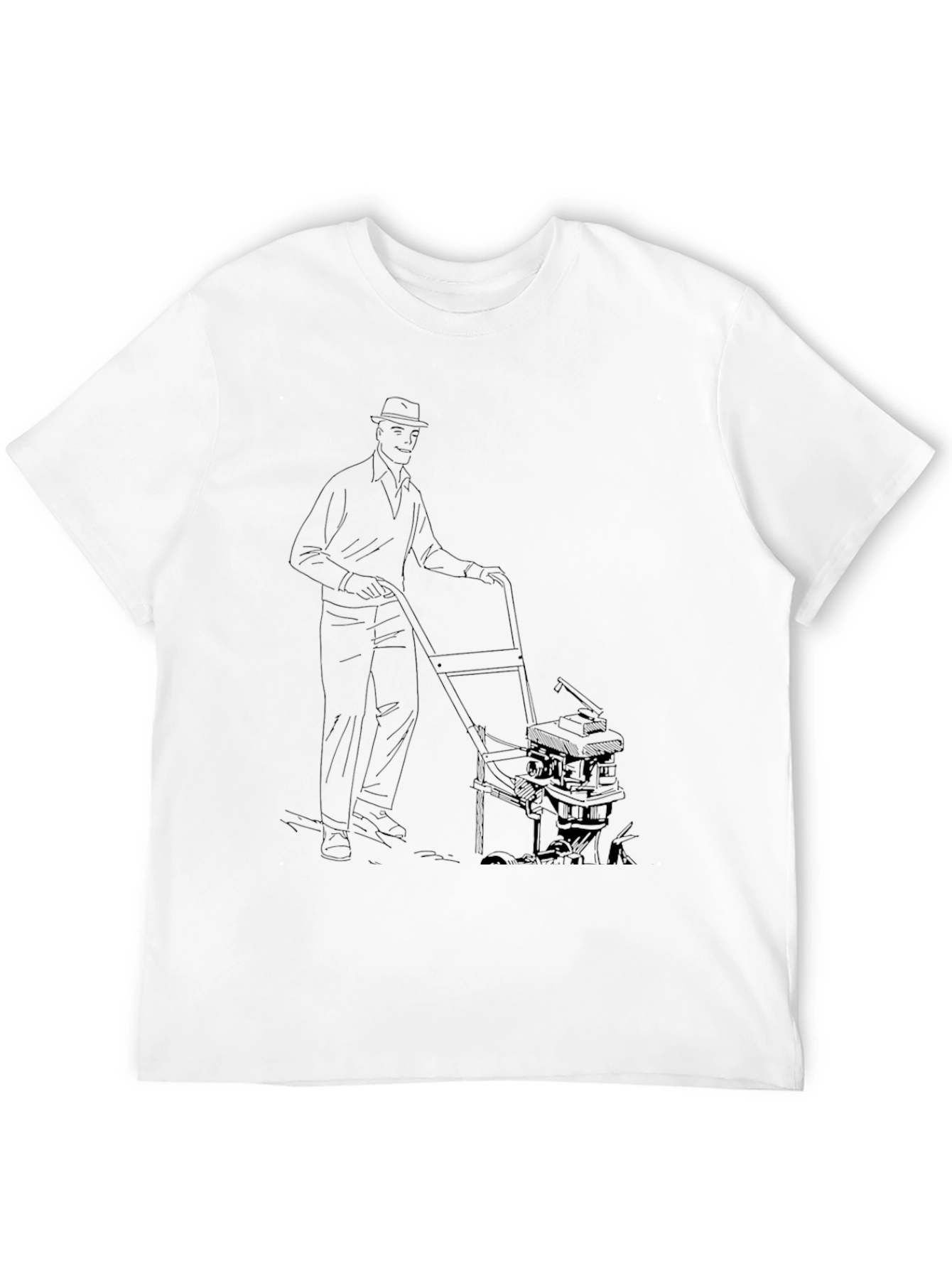 Lawn Mowing Man Graphic Tee - Cool Unique Design