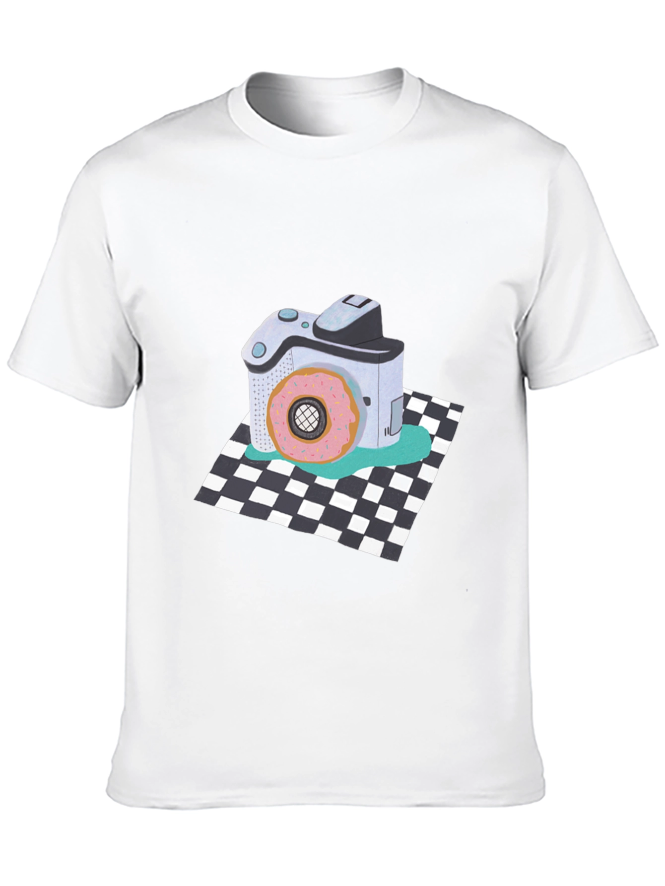 Donut Camera Graphic Tee - Quirky Black T-Shirt
