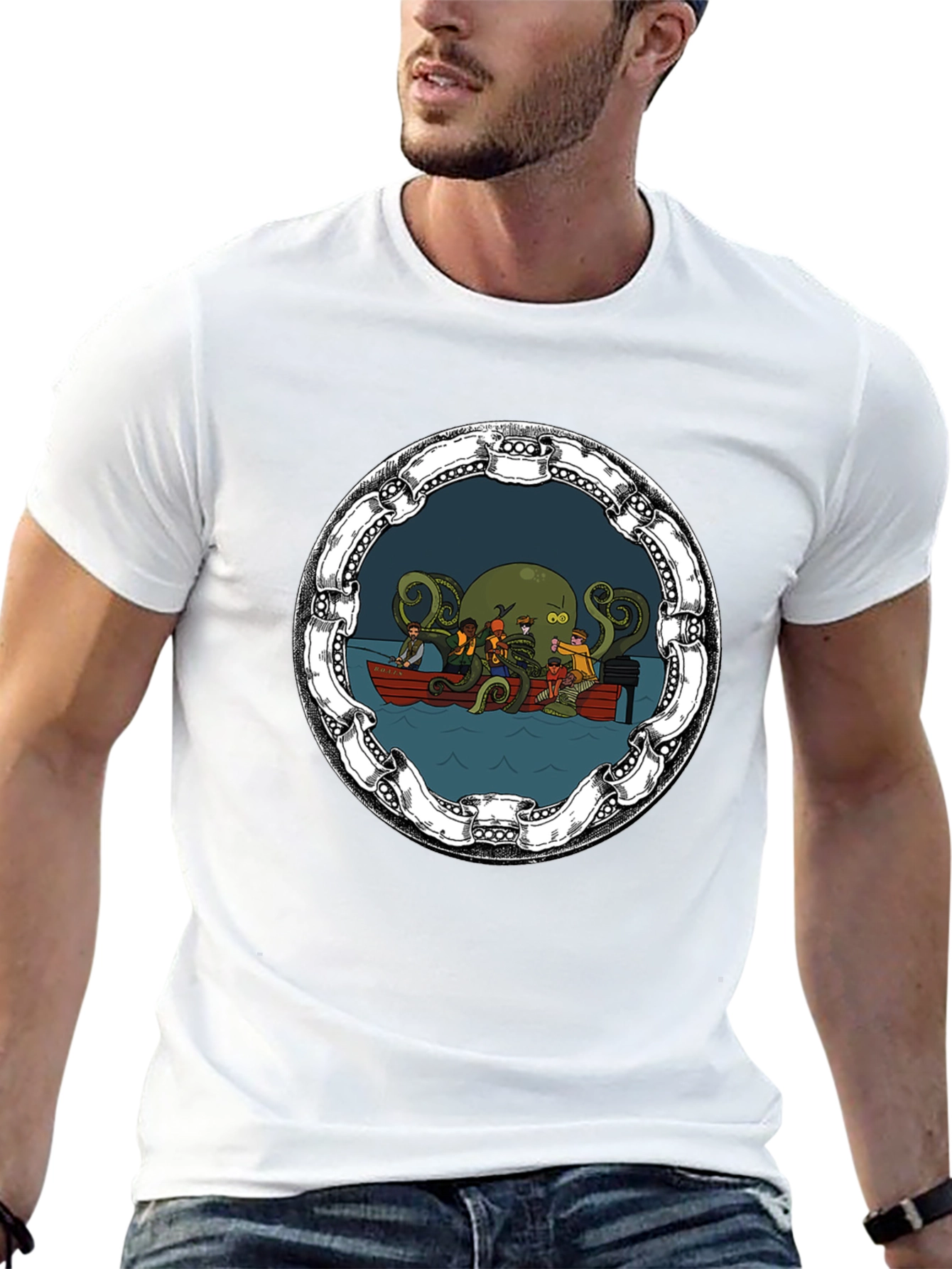 Cthulhu Boat Ride Black Graphic Tee