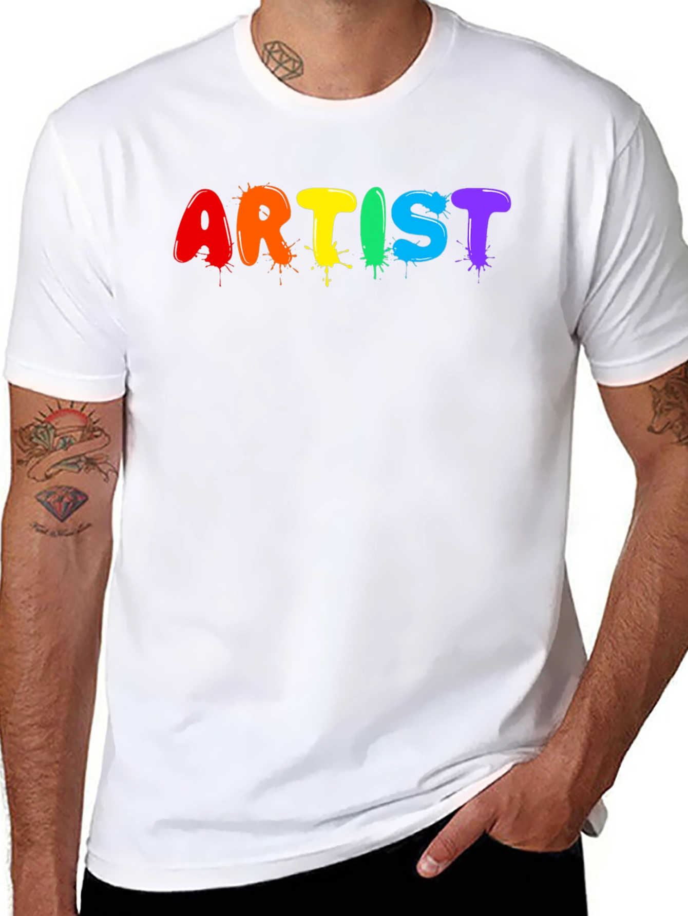 Artist Rainbow Splatter Graphic T-Shirt