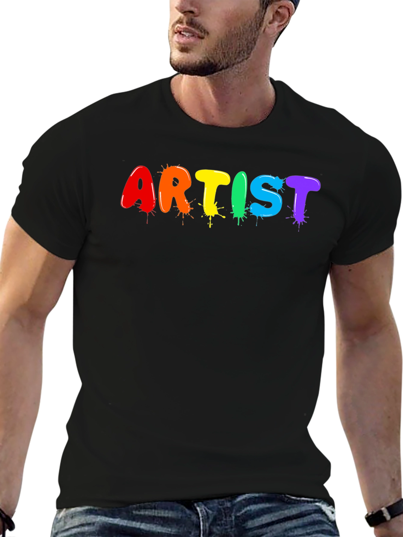 Artist Rainbow Splatter Graphic T-Shirt