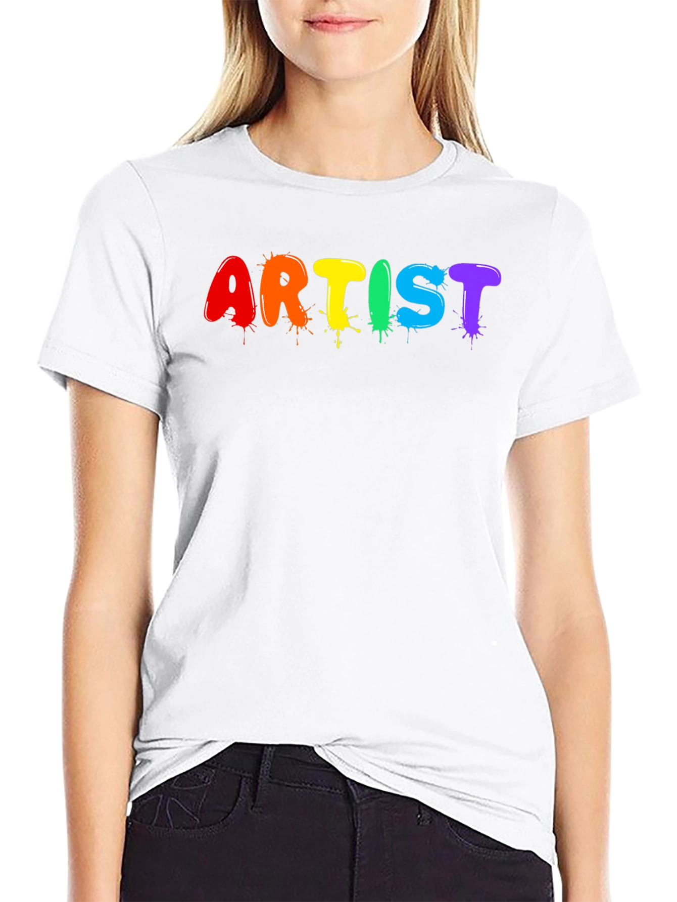 Artist Rainbow Splatter Graphic T-Shirt