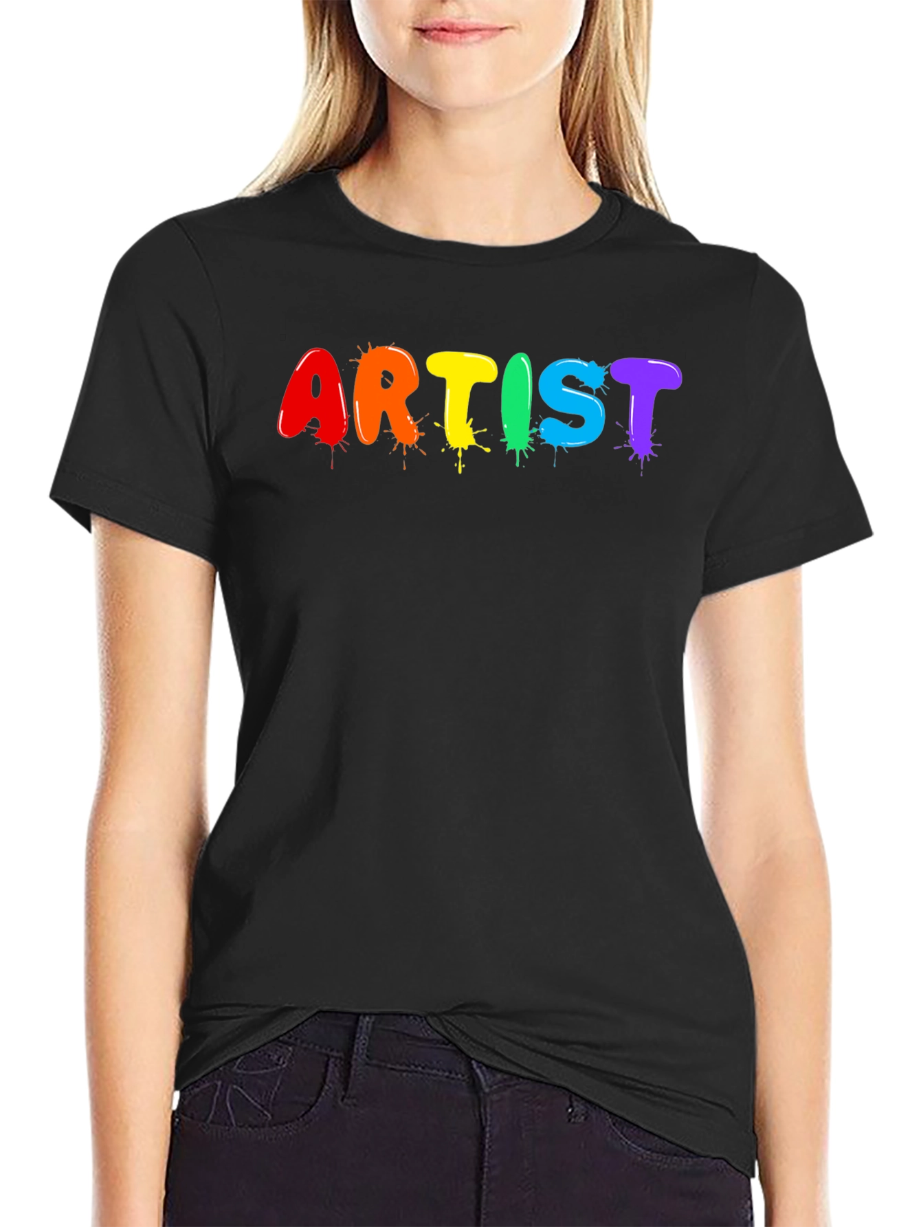 Artist Rainbow Splatter Graphic T-Shirt