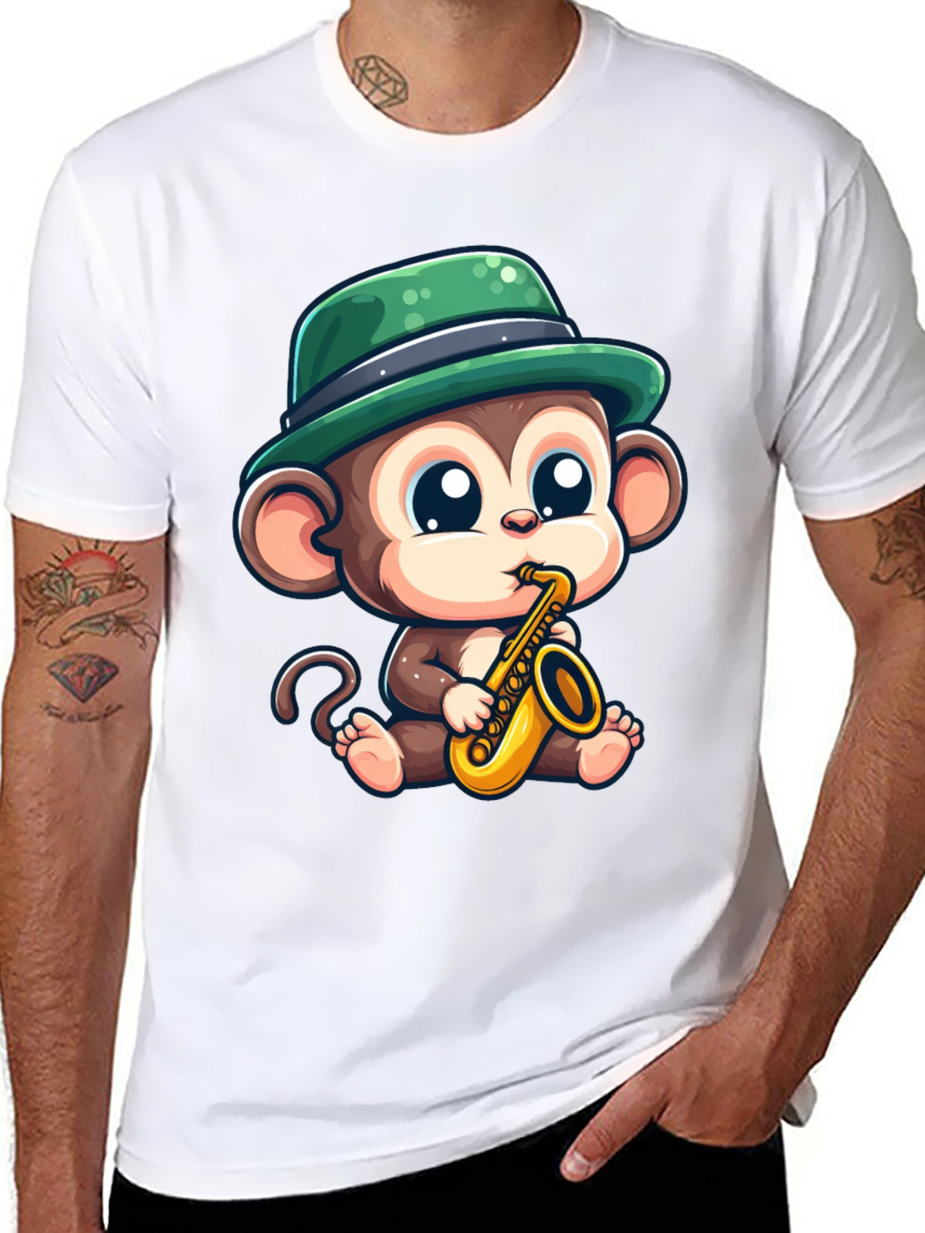 Monkey Saxophone T-Shirt: Cool Cartoon Graphic Tee