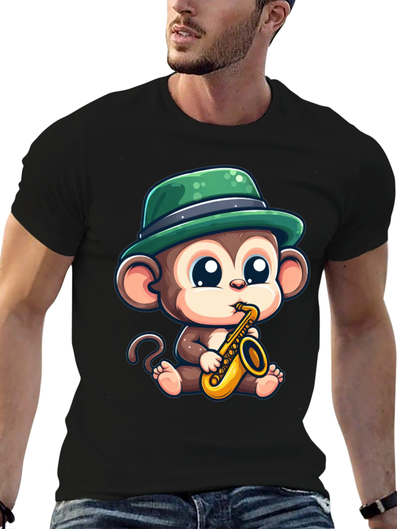 Monkey Saxophone T-Shirt: Cool Cartoon Graphic Tee