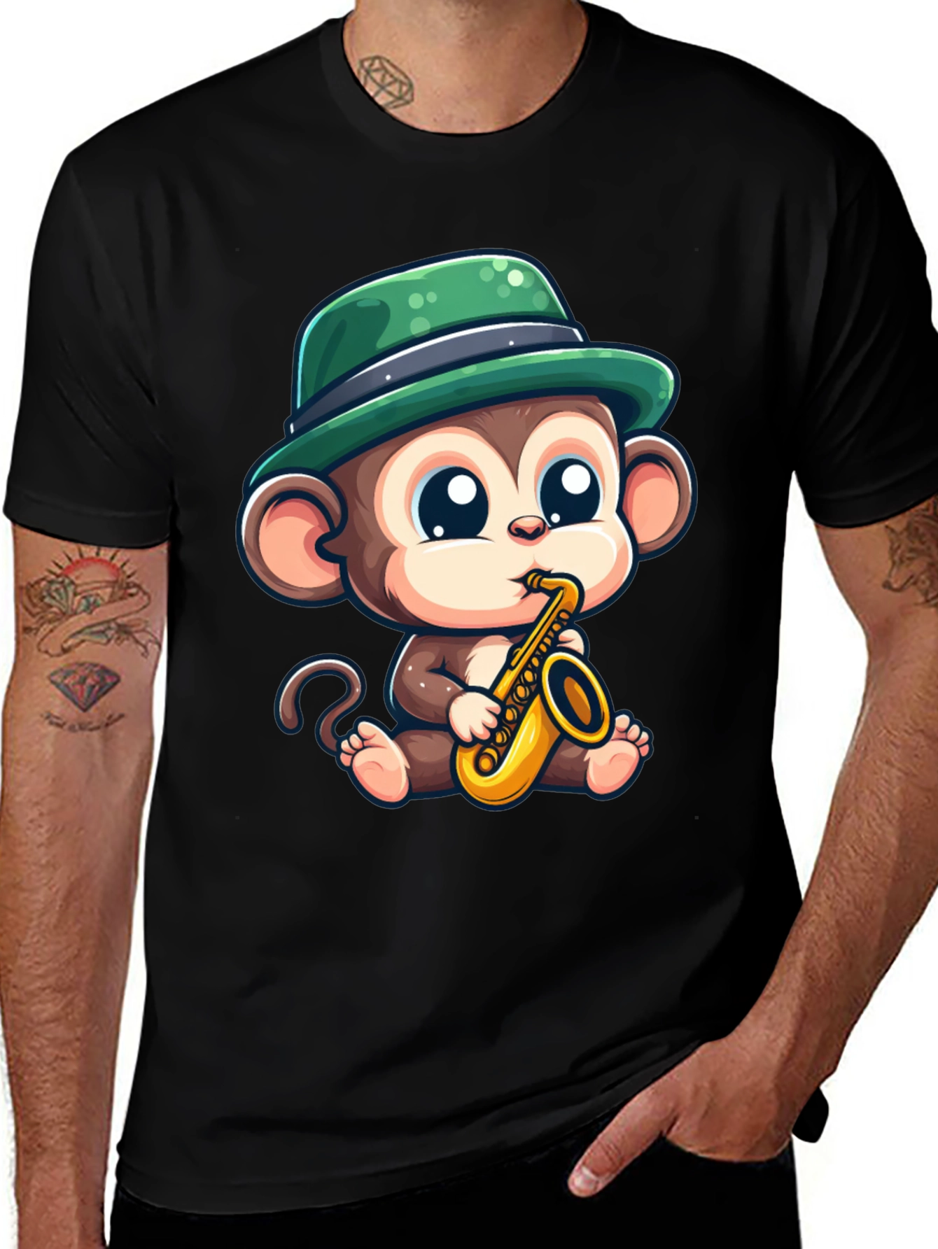 Monkey Saxophone T-Shirt: Cool Cartoon Graphic Tee