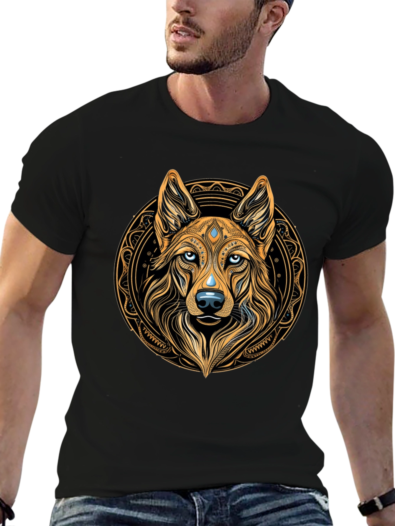 Wolf Mandala Graphic Tee - Premium Comfort Fit