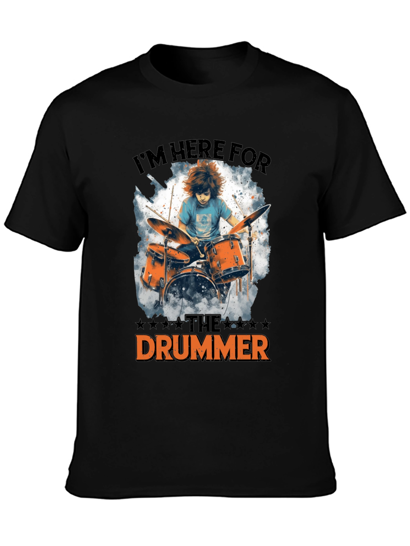 Im Here For The Drummer Black T-Shirt